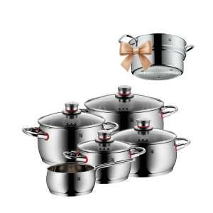  Zestaw garnków Quality One 9 elementów + Wkład do gotowania na parze 24cm Profi Select