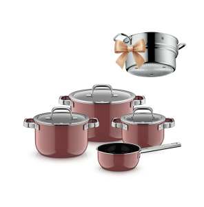  Zestaw garnków Fusiontec Mineral Pro Rose Quartz + Wkład do gotowania na parze 24cm Profi Select