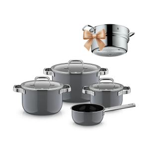  Zestaw garnków Fusiontec Mineral Pro Platinium + Wkład do gotowania na parze 24cm Profi Select