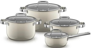 Zestaw garnków Fusiontec Mineral Pro - 8 elementów Macadamia