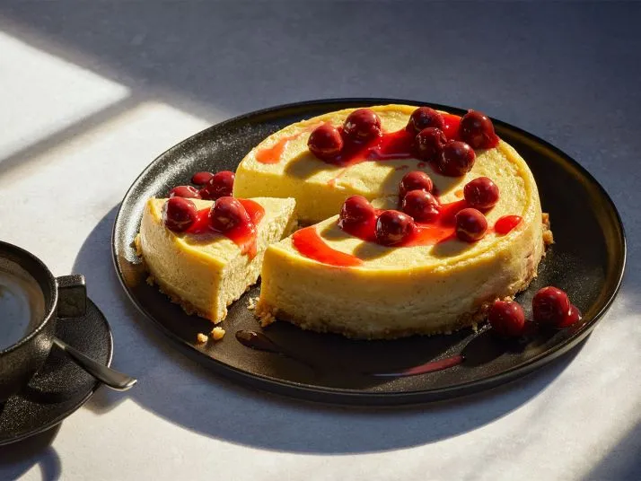Kremowy sernik z wiśniami